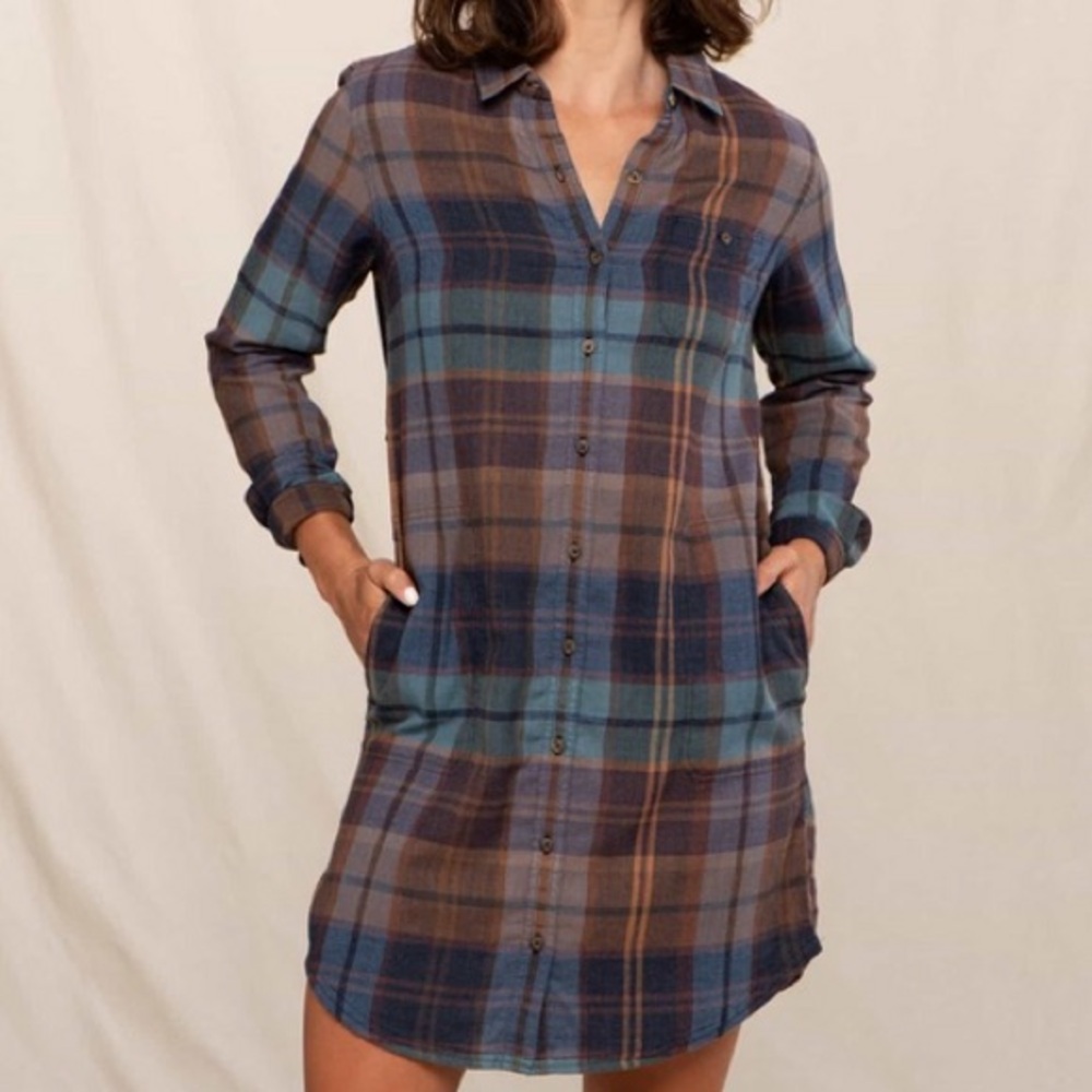 NWT-Toad & Co WS Re-Form Flannel Shirtdress Riverside
